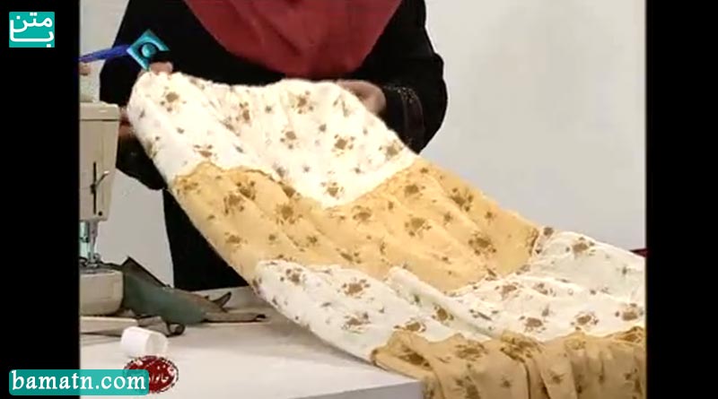 آموزش دوخت دامن سه چینه با الگو خیاطی خانم عمرانی
