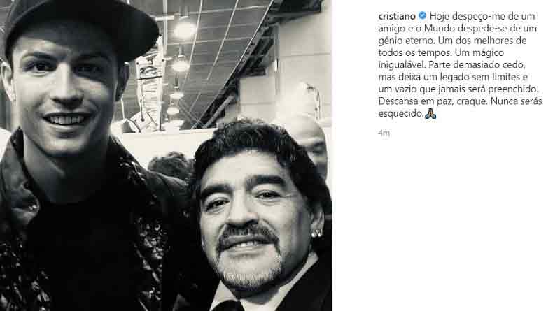 واکنش کریستیانو رونالدو به مرگ دیگو مارادونا چه بود؟