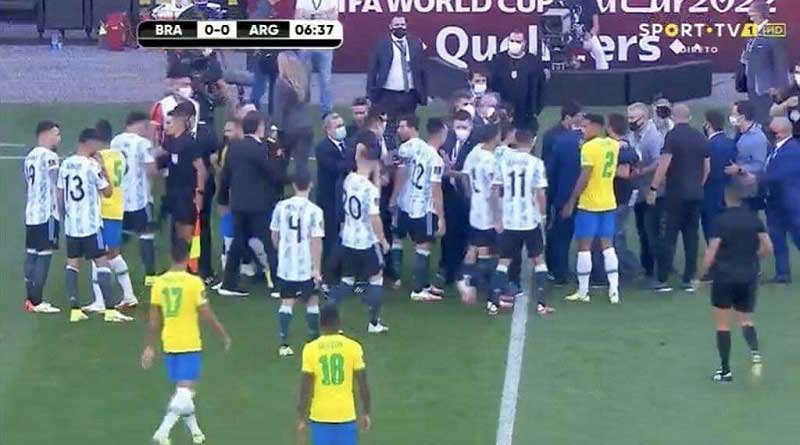 علت دلیل درگیری و توقف بازی برزیل و آرژانتین امشب