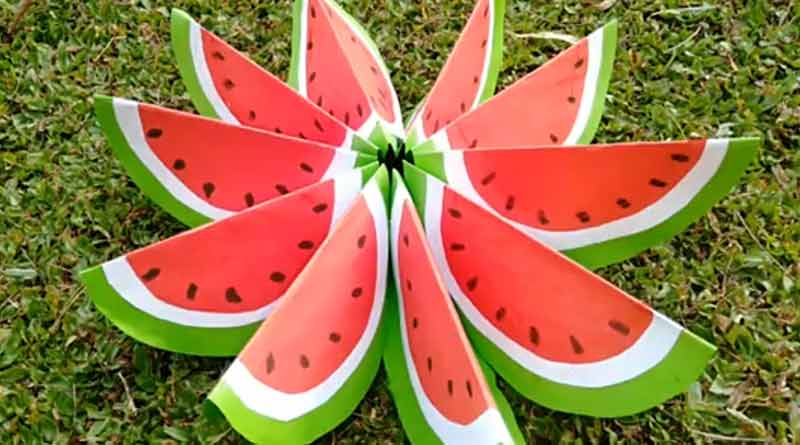 کاردستی هندوانه کاغذی شب یلدا برای کودکان 1401